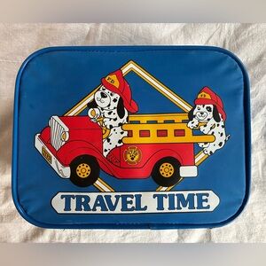 Vintage 80s 90s Dalmatian Dog Firefighter Travel Suitcase Blue Child’s Luggage